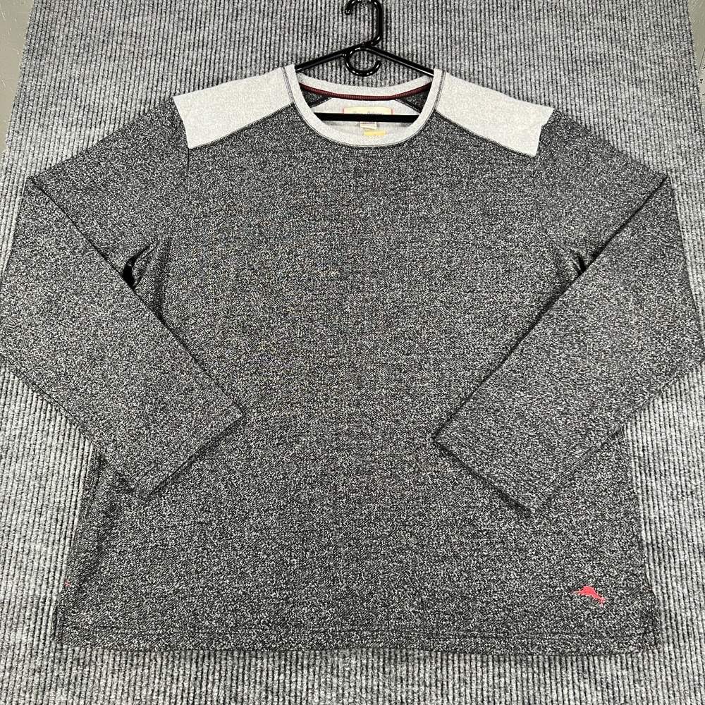Tommy Bahama Sweater Mens 2XL XXL Black Gray Long Sleeve Crew Neck Soft New